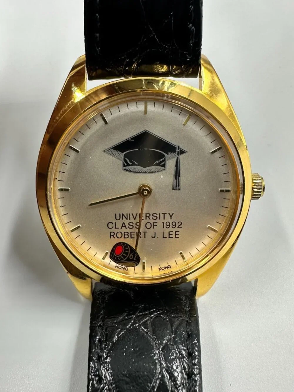 Vintage Manual Wind Watch University Class 1992 Robert J Lee Rotating Ring Works